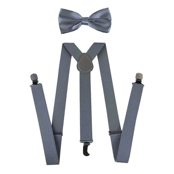 Mens Roaring 1920s Pre Tied Satin Bow Tie & Suspenders Set Wedding Costume Party - Picture 1 of 5